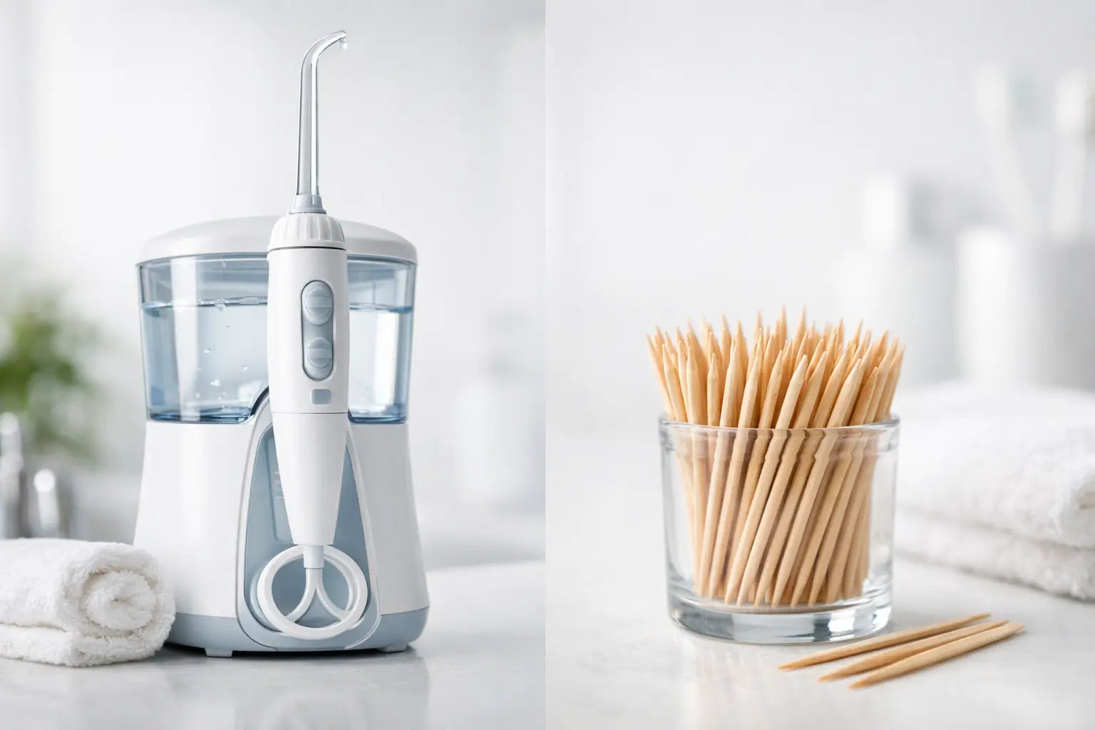 Waterflosser vs tandstikker hjemme
